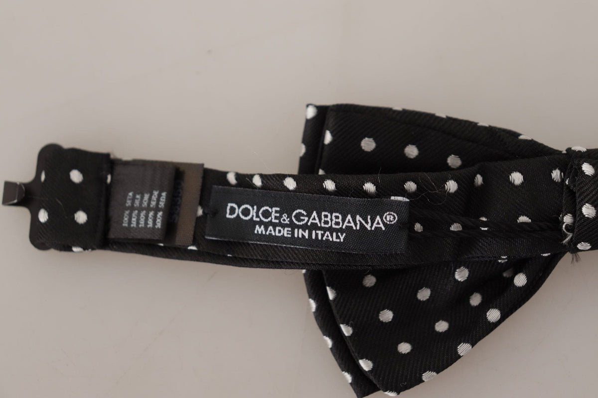 Nœud papillon élégant en soie à pois noirs et blancs Dolce &amp; Gabbana