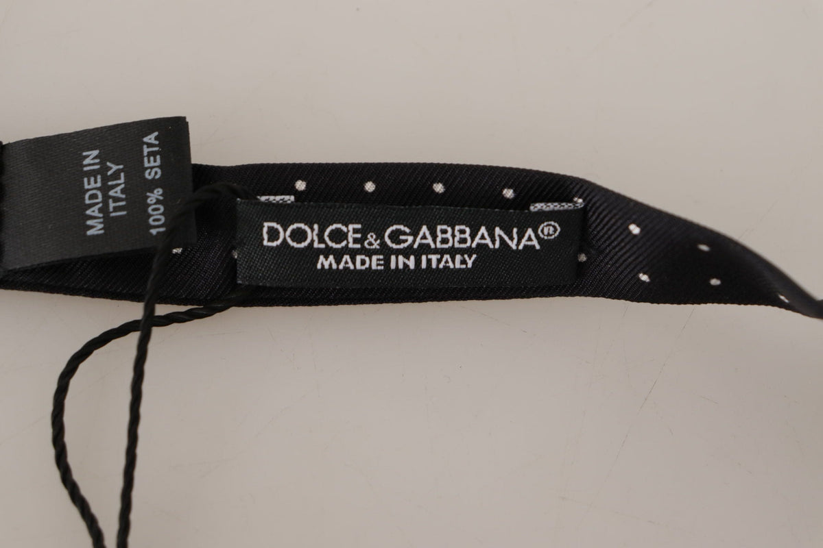 Nœud papillon élégant en soie à pois noirs Dolce &amp; Gabbana