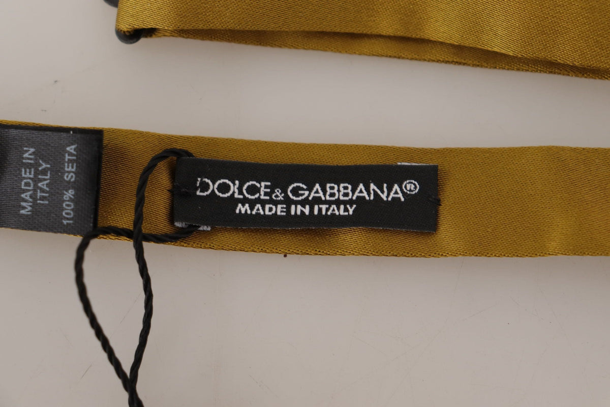 Pajarita elegante de seda color amarillo mostaza de Dolce &amp; Gabbana