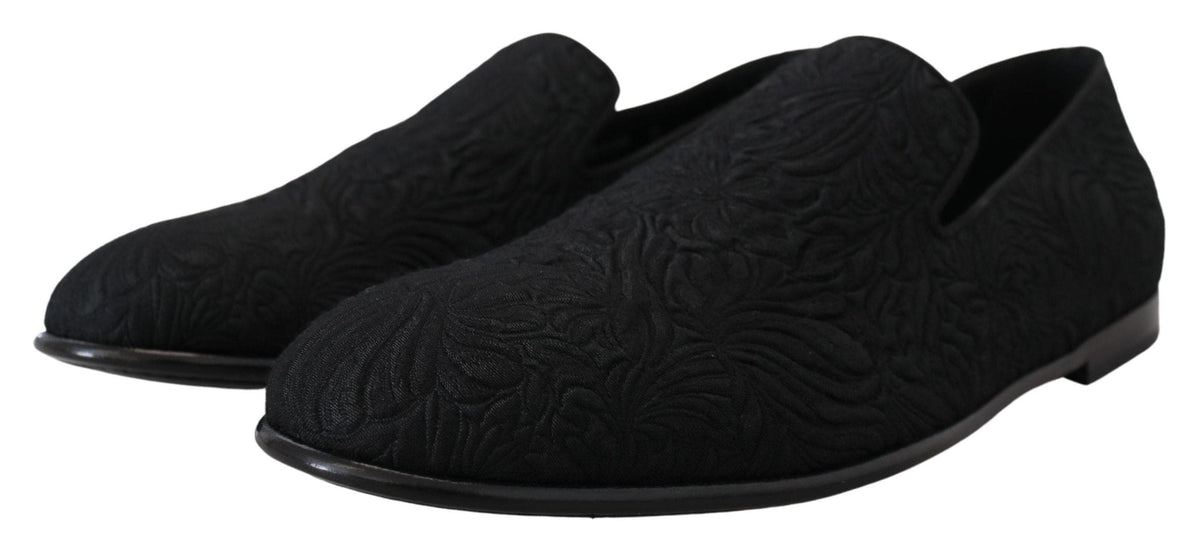 Mocassins noirs élégants en jacquard Dolce &amp; Gabbana