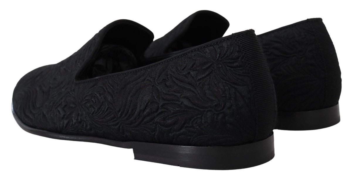 Mocasines negros elegantes con diseño de jacquard y sin cordones de Dolce &amp; Gabbana