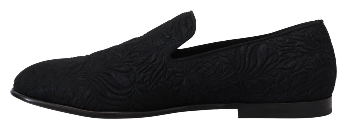 Mocassins noirs élégants en jacquard Dolce &amp; Gabbana