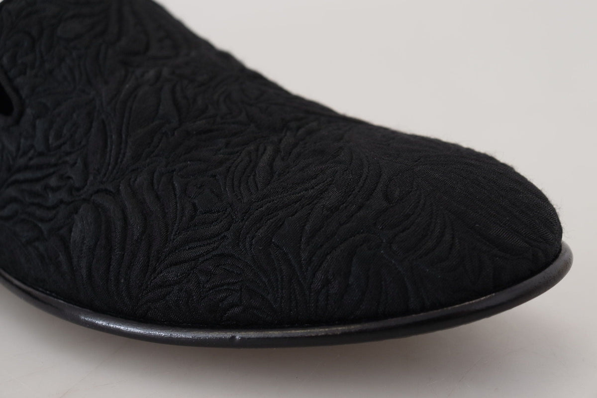 Mocasines negros elegantes con diseño de jacquard y sin cordones de Dolce &amp; Gabbana