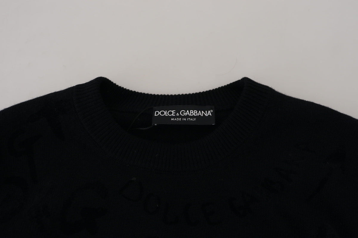 Pull élégant en laine avec logo noir Dolce &amp; Gabbana