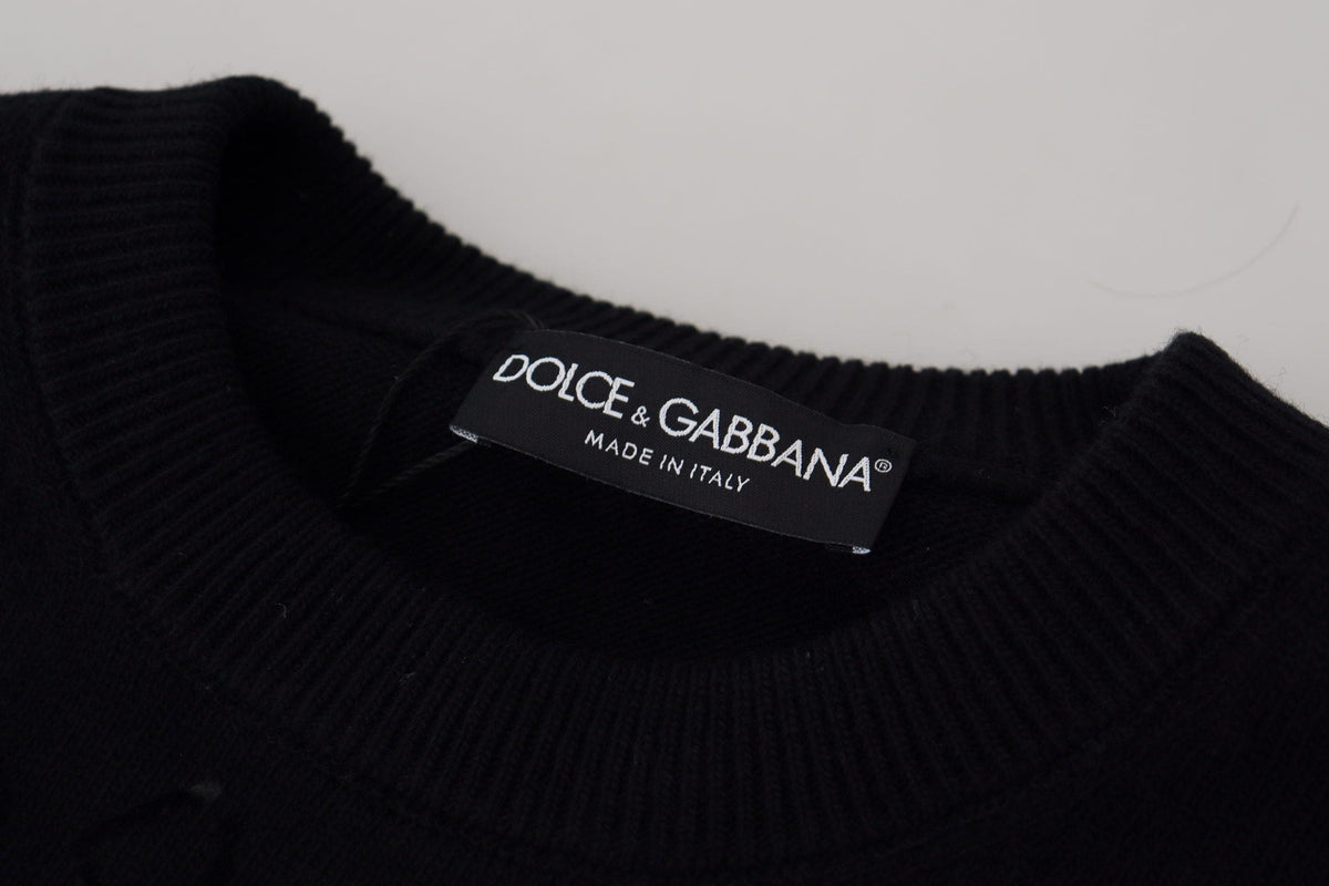 Pull élégant en laine avec logo noir Dolce &amp; Gabbana