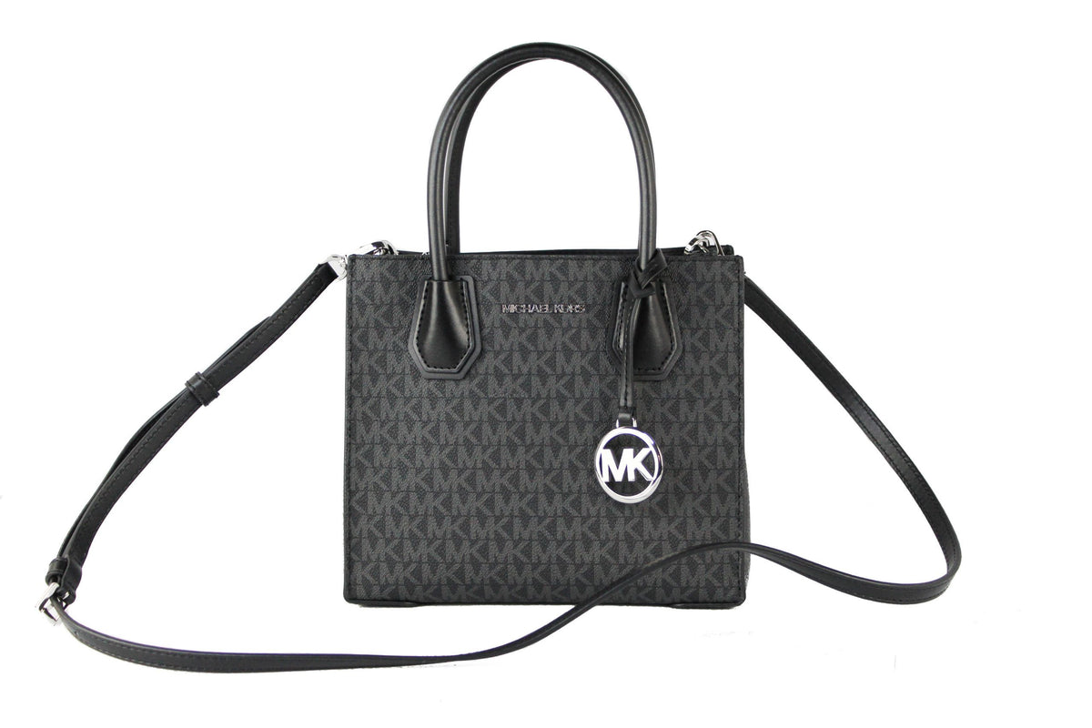 Bolso bandolera tipo mensajero Michael Kors Mercer de piel negra Signature