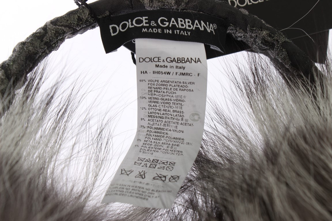 Cache-oreilles élégants en fourrure et cristaux Dolce &amp; Gabbana