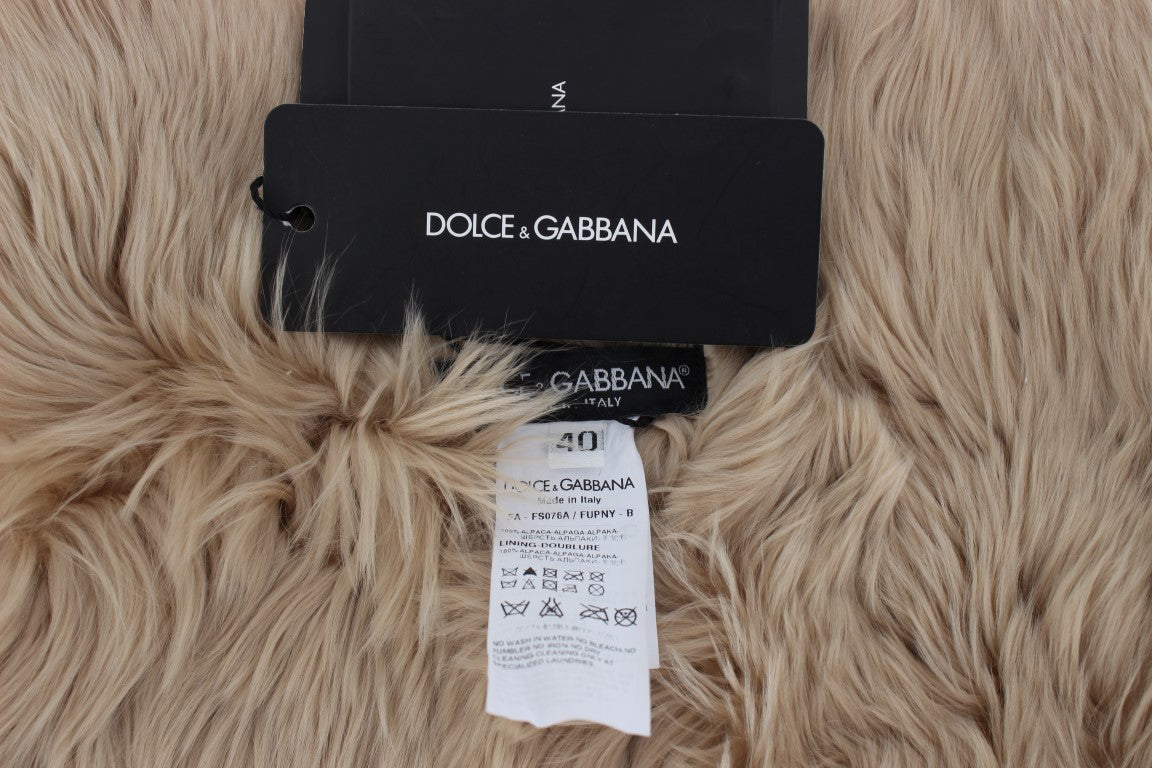 Dolce &amp; Gabbana - Écharpe élégante en fourrure d'alpaga beige