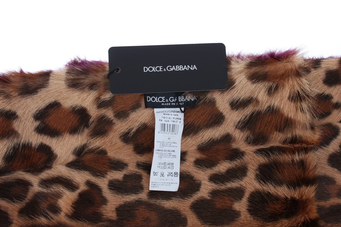 Bufanda de piel de cordero con estampado de leopardo de Dolce &amp; Gabbana