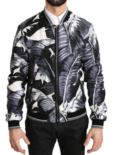 Veste bomber élégante en soie à imprimé feuille de bananier Dolce &amp; Gabbana