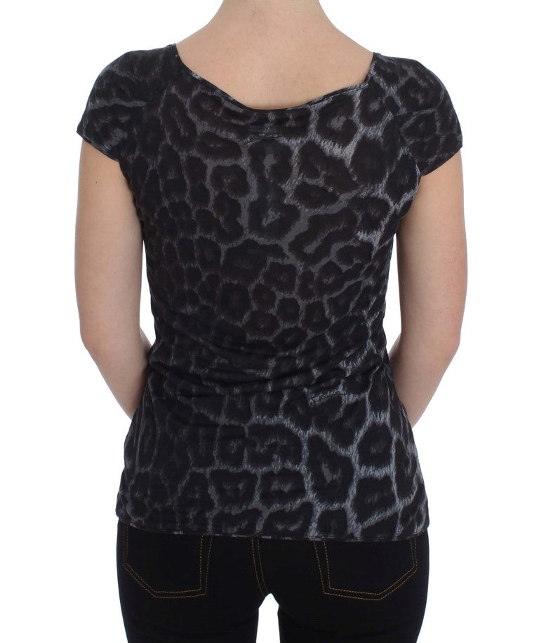 Elegante blusa de modal con estampado de leopardo de Cavalli