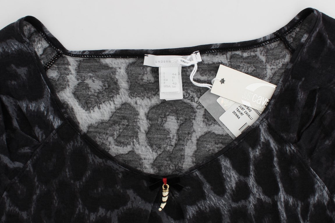 Elegante blusa de modal con estampado de leopardo de Cavalli