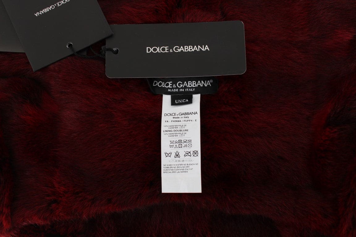 Foulard à capuche luxueux en fourrure bordeaux Dolce &amp; Gabbana