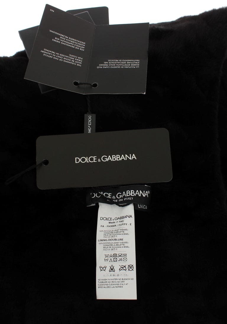 Écharpe à capuche en fourrure de belette noire chic Dolce &amp; Gabbana