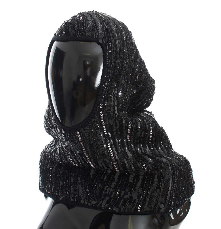 Foulard à capuche élégant à paillettes noires Dolce &amp; Gabbana