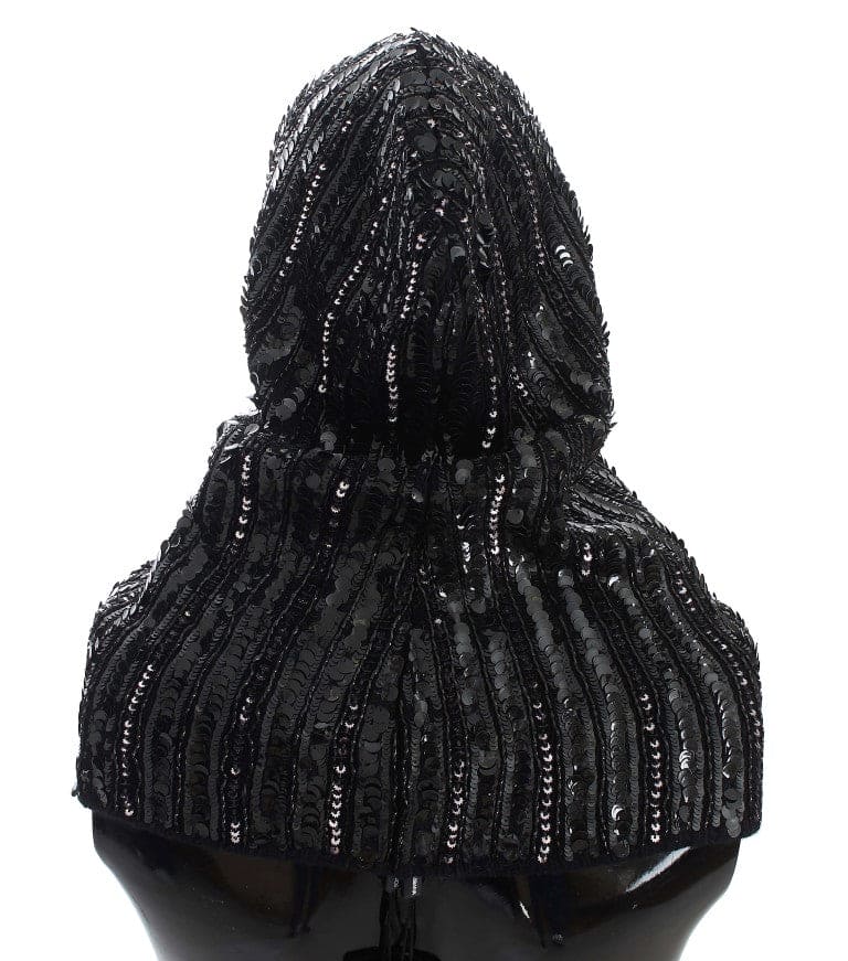 Foulard à capuche élégant à paillettes noires Dolce &amp; Gabbana