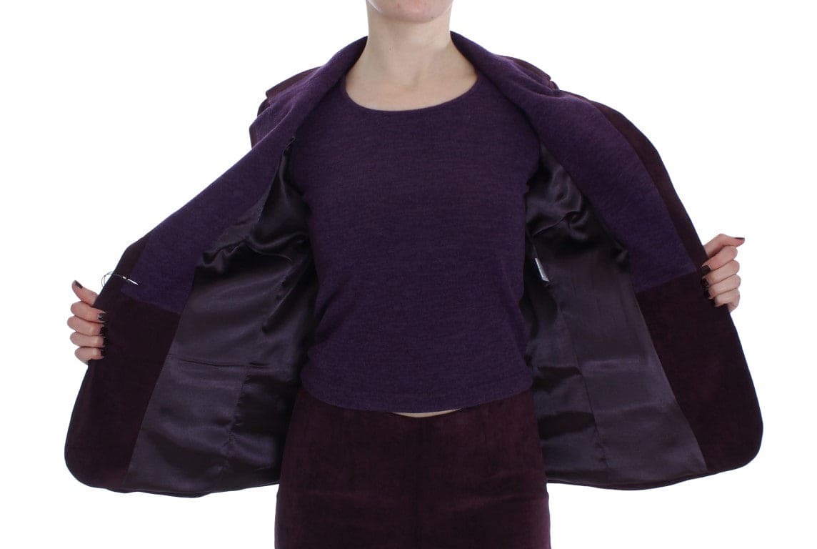 Ensemble de costume trois pièces élégant en laine mélangée violette BENCIVENGA