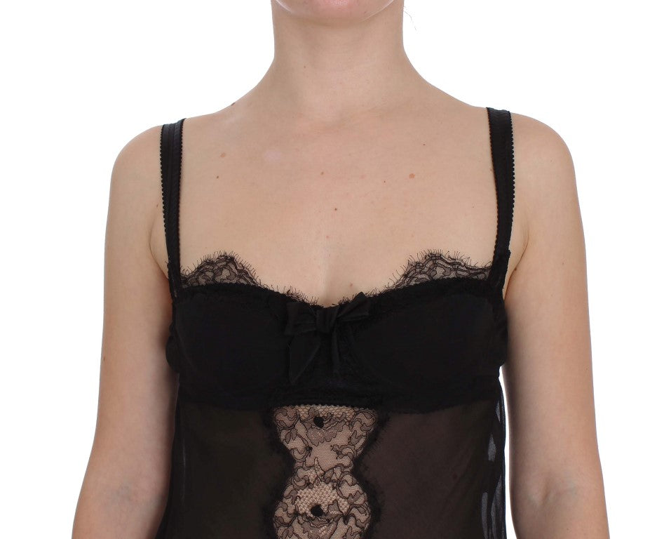 Nuisette babydoll élégante en soie et dentelle florale Dolce &amp; Gabbana