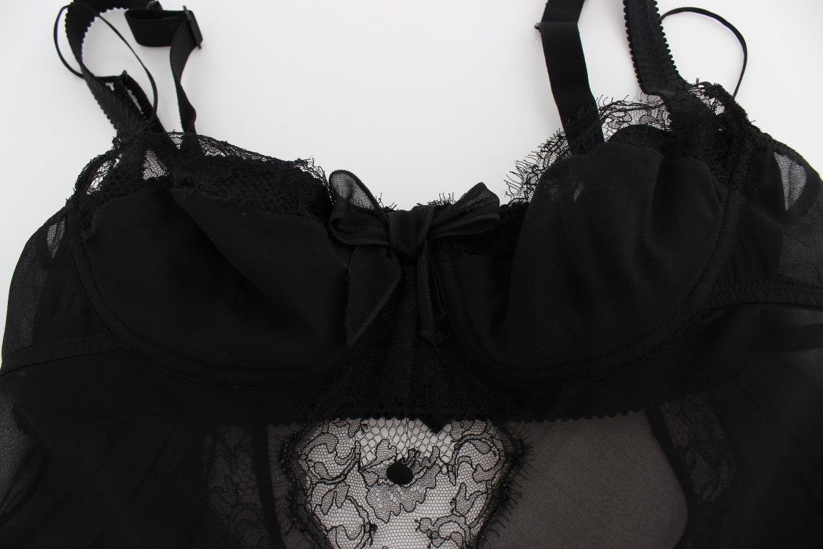 Nuisette babydoll élégante en soie et dentelle florale Dolce &amp; Gabbana