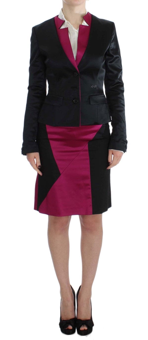 Ensemble tailleur-jupe noir et rose chic Exte