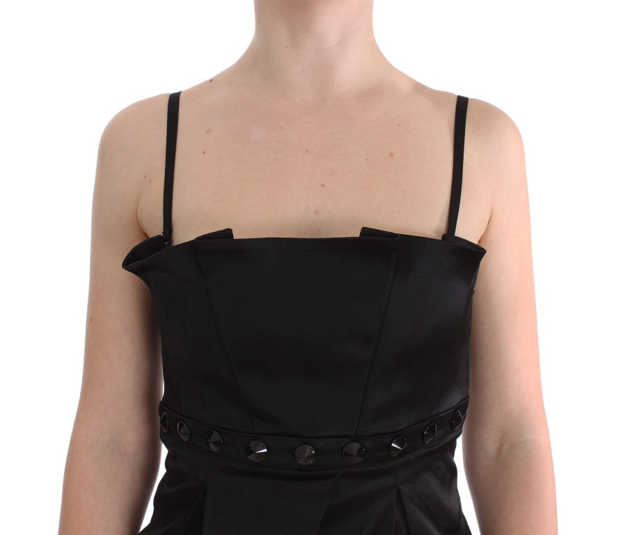 Blusa elegante de noche negra con tirantes finos Exte