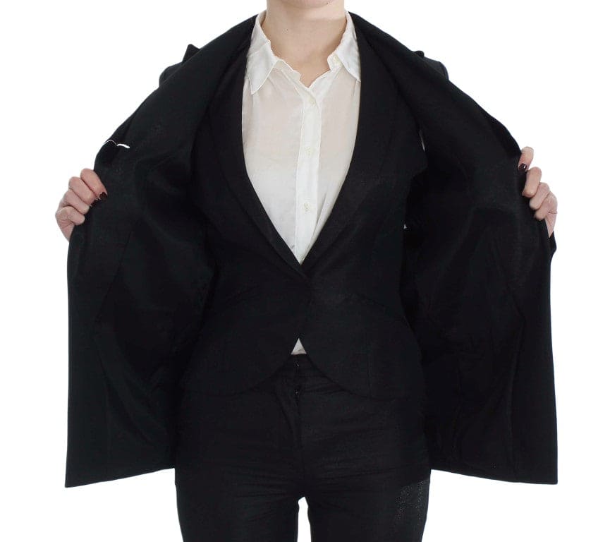 Costume élégant trois pièces noir avec pantalon Exte