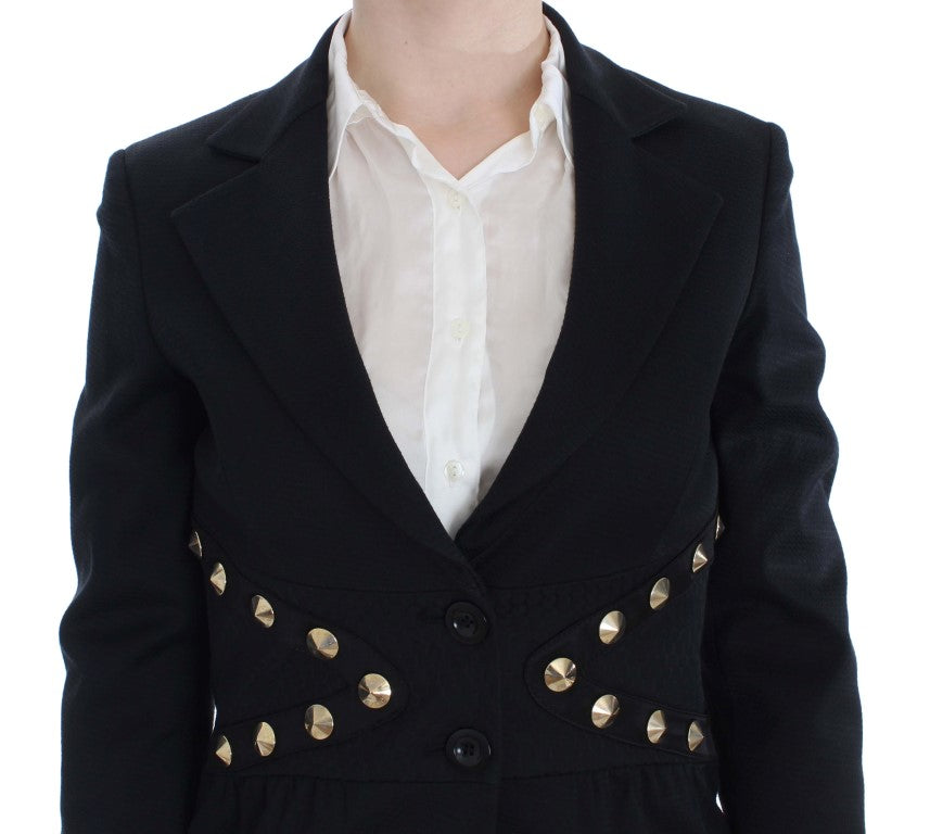 Blazer extensible noir chic Exte avec détails de boutons dorés