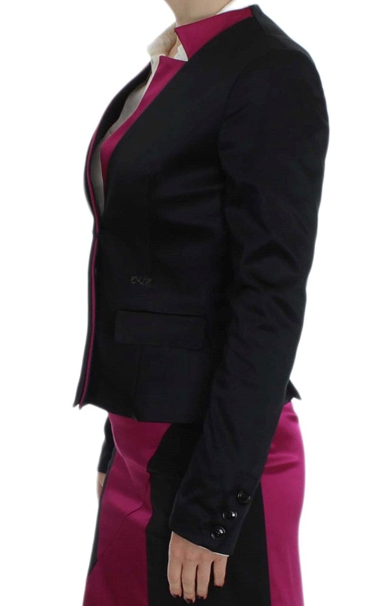 Blazer simple boutonnage noir et rose chic Exte