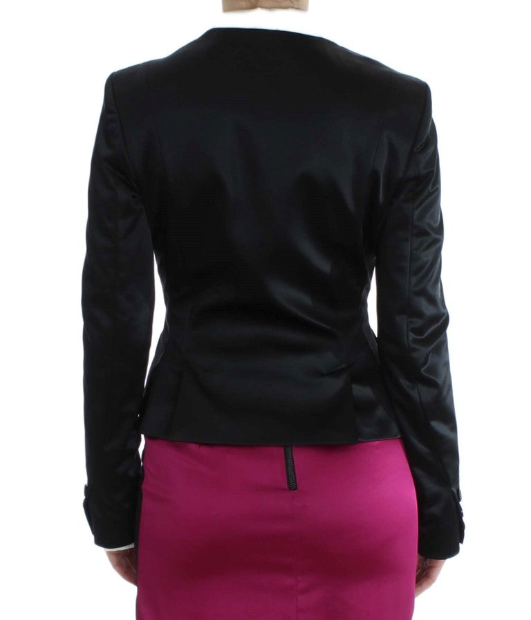 Blazer simple boutonnage noir et rose chic Exte