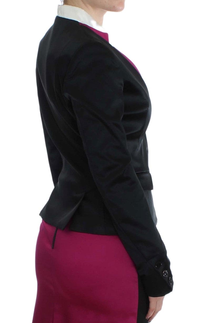 Blazer simple boutonnage noir et rose chic Exte