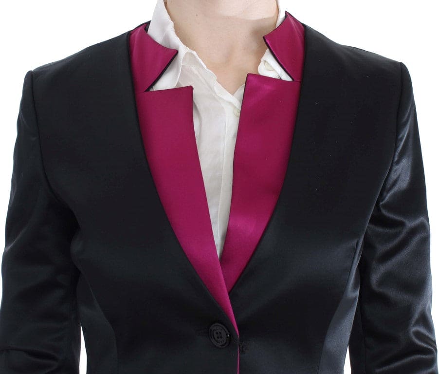 Blazer simple boutonnage noir et rose chic Exte