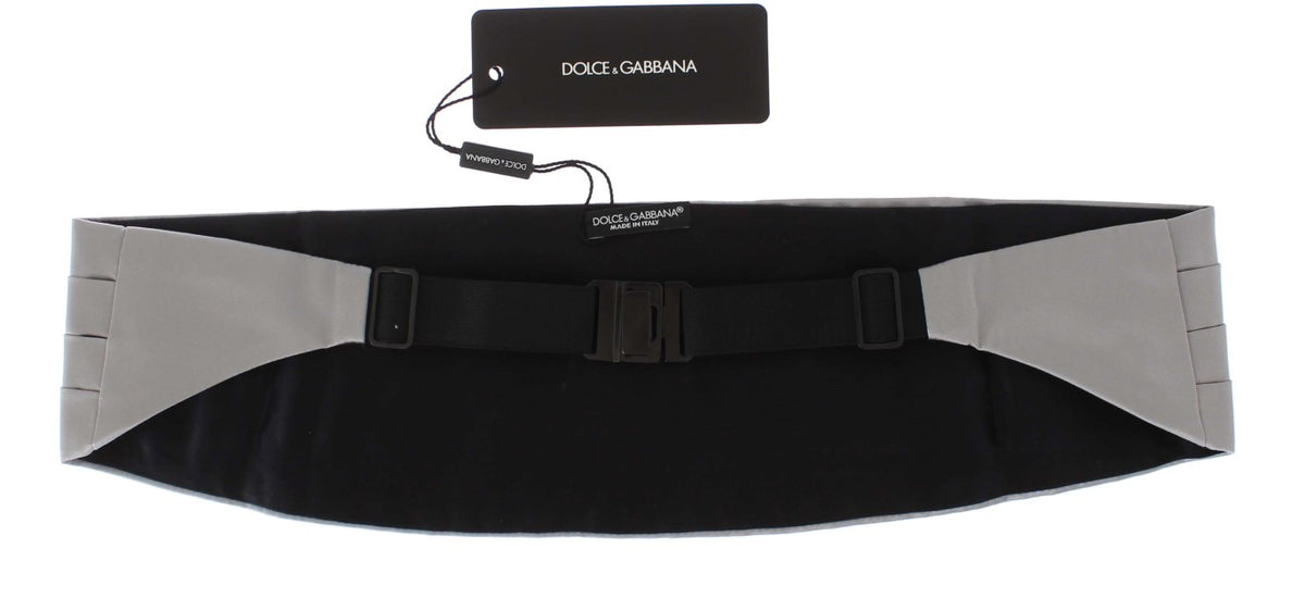 Dolce &amp; Gabbana Ceinture de smoking élégante en soie argentée