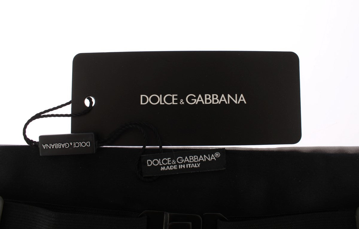 Dolce &amp; Gabbana Ceinture de smoking élégante en soie argentée