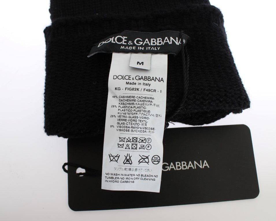 Gants sans doigts en cachemire ornés de sequins Dolce &amp; Gabbana