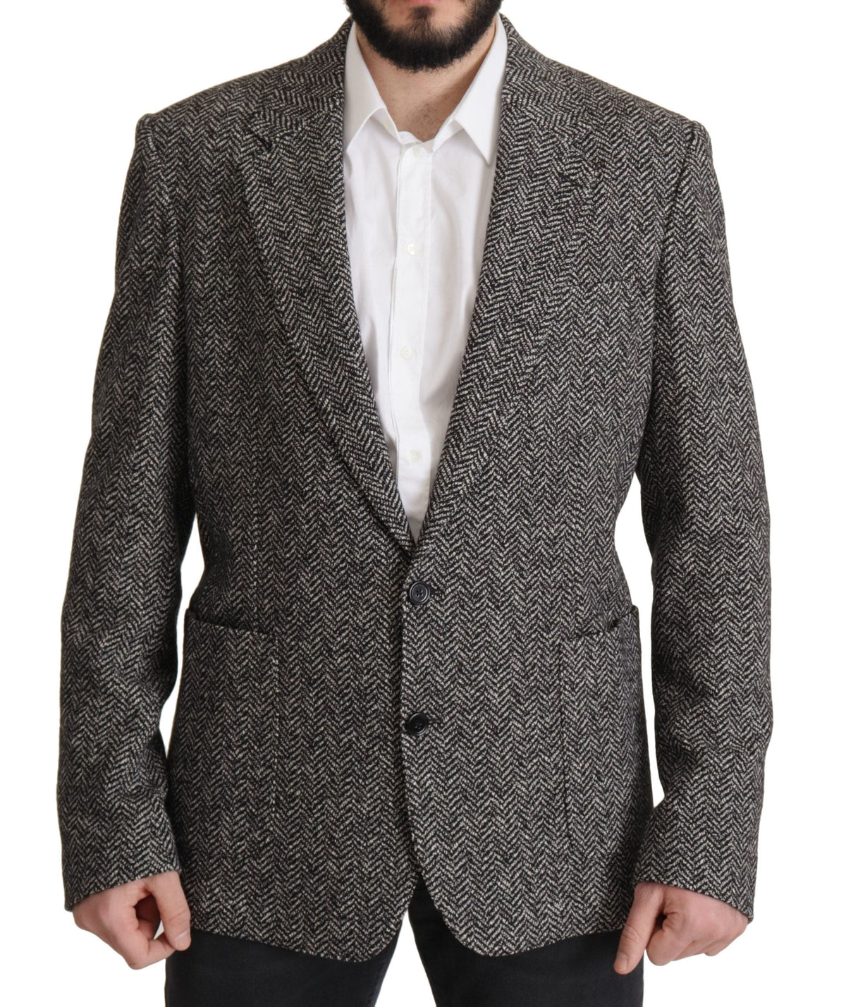 Chaqueta blazer con diseño de espiga en color gris de Dolce &amp; Gabbana