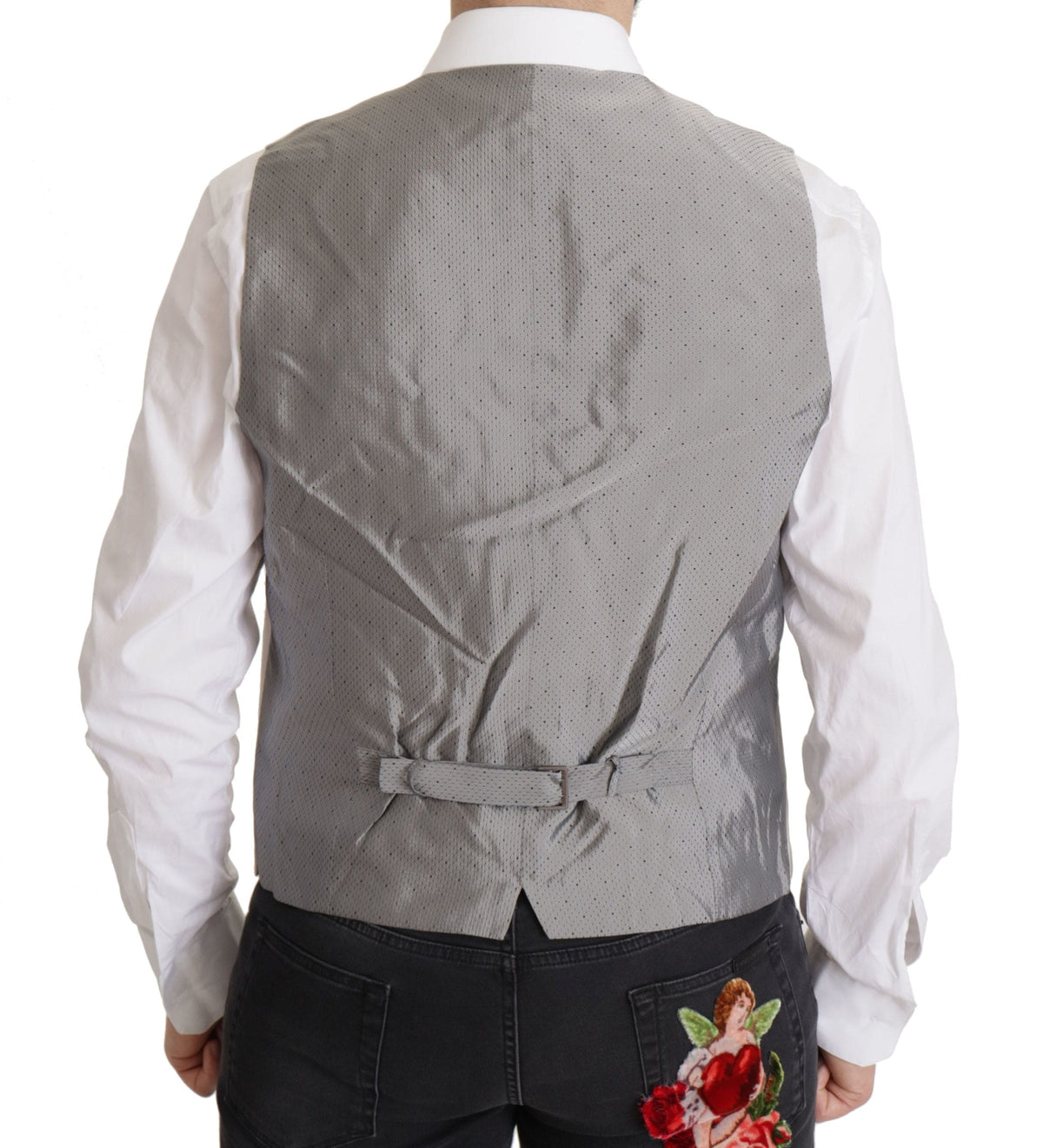 Conjunto de chaqueta de traje elegante en mezcla de seda gris claro de Dolce &amp; Gabbana