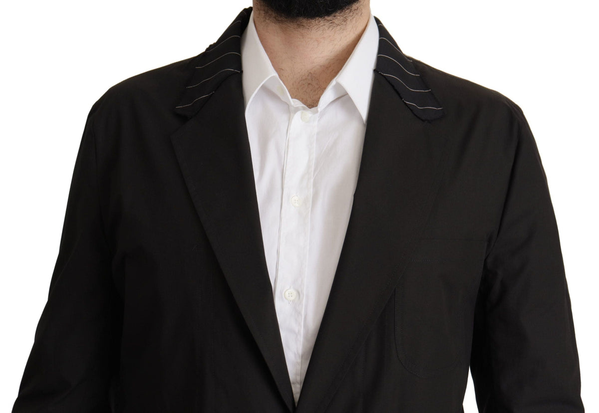 Veste blazer élégante en mélange de coton et de laine noire Dolce &amp; Gabbana