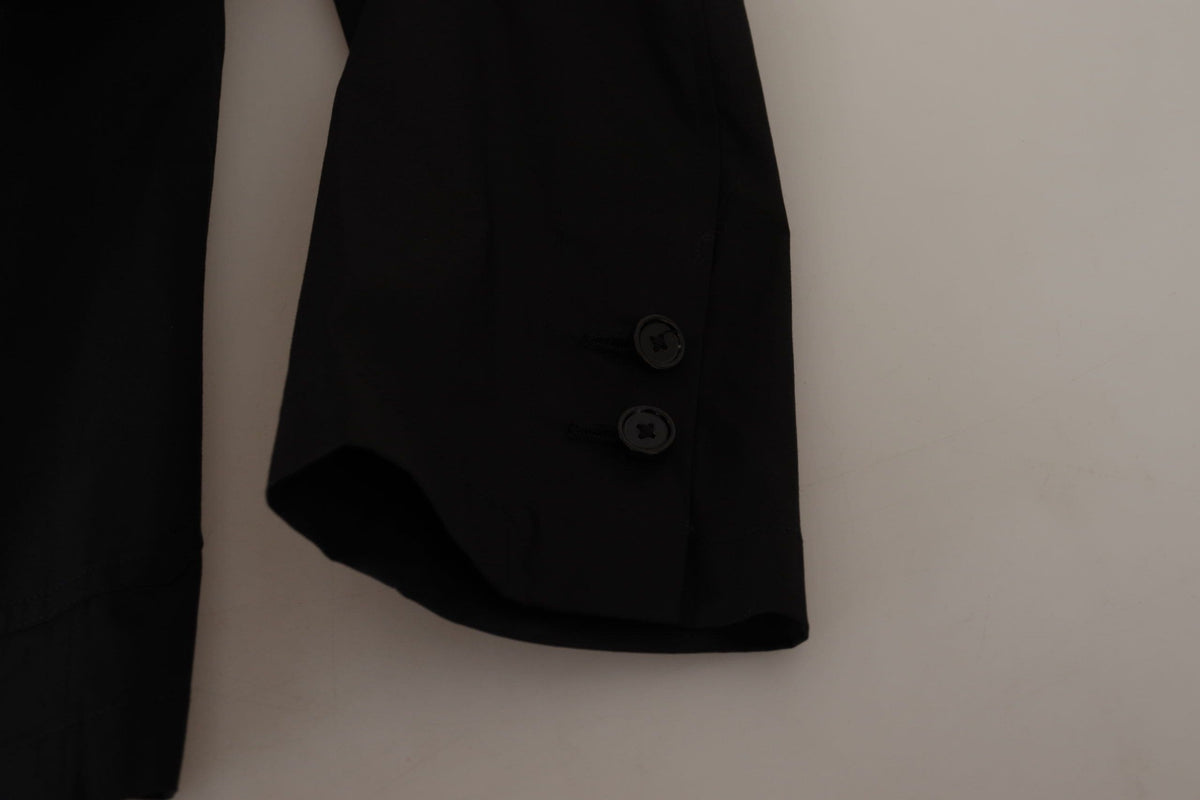 Veste blazer élégante en mélange de coton et de laine noire Dolce &amp; Gabbana