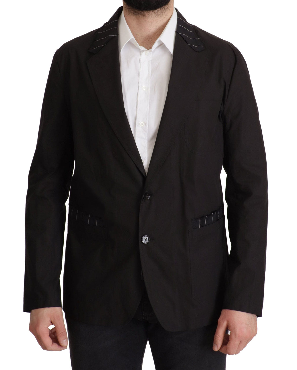 Veste blazer élégante en mélange de coton et de laine noire Dolce &amp; Gabbana