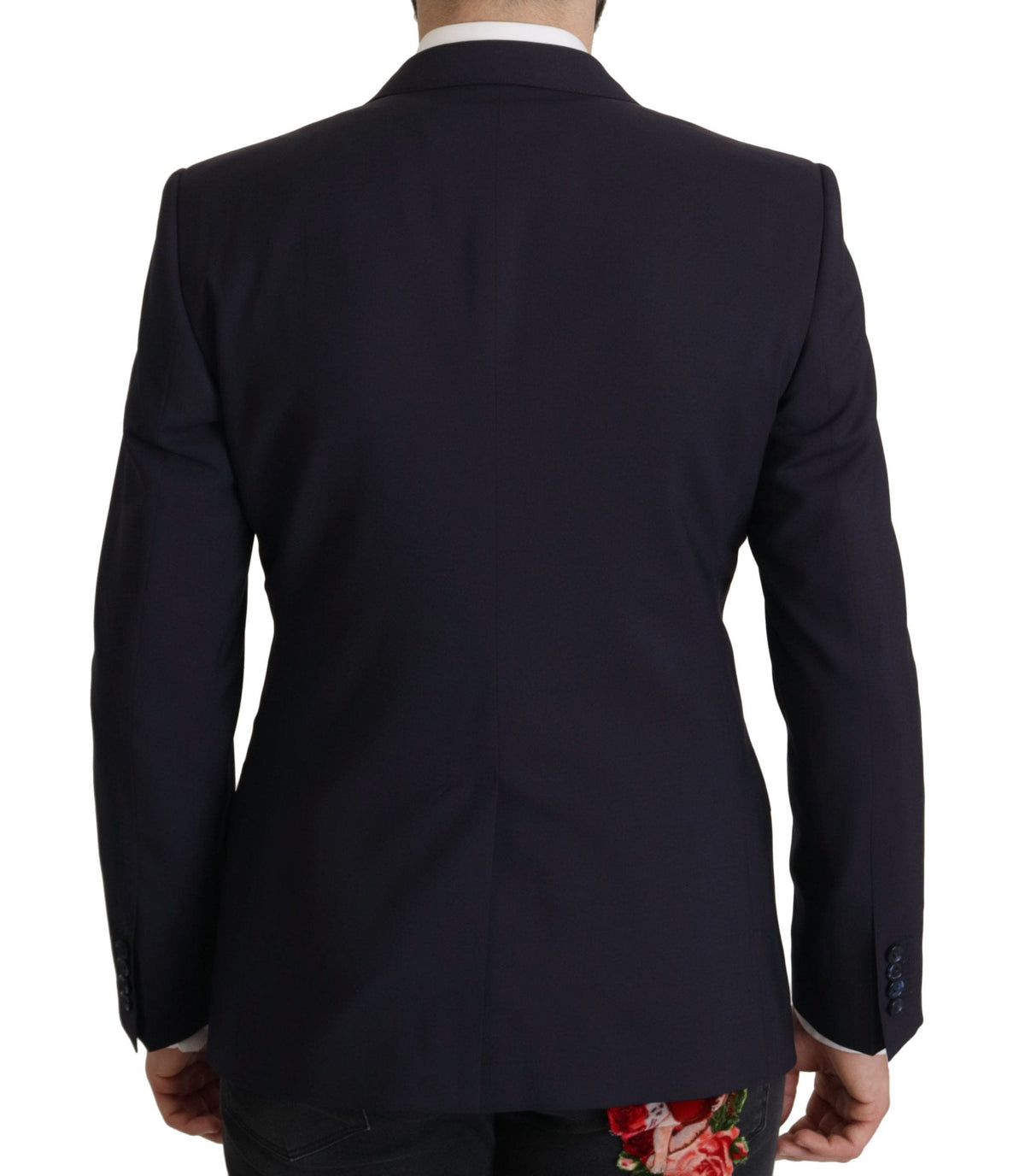 Blazer slim élégant en laine mélangée bleu marine Dolce &amp; Gabbana