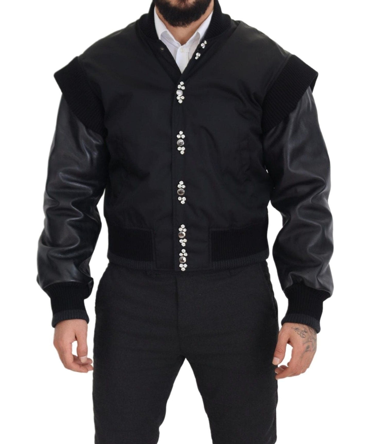 Veste bomber noire élégante ornée de cristaux Dolce &amp; Gabbana