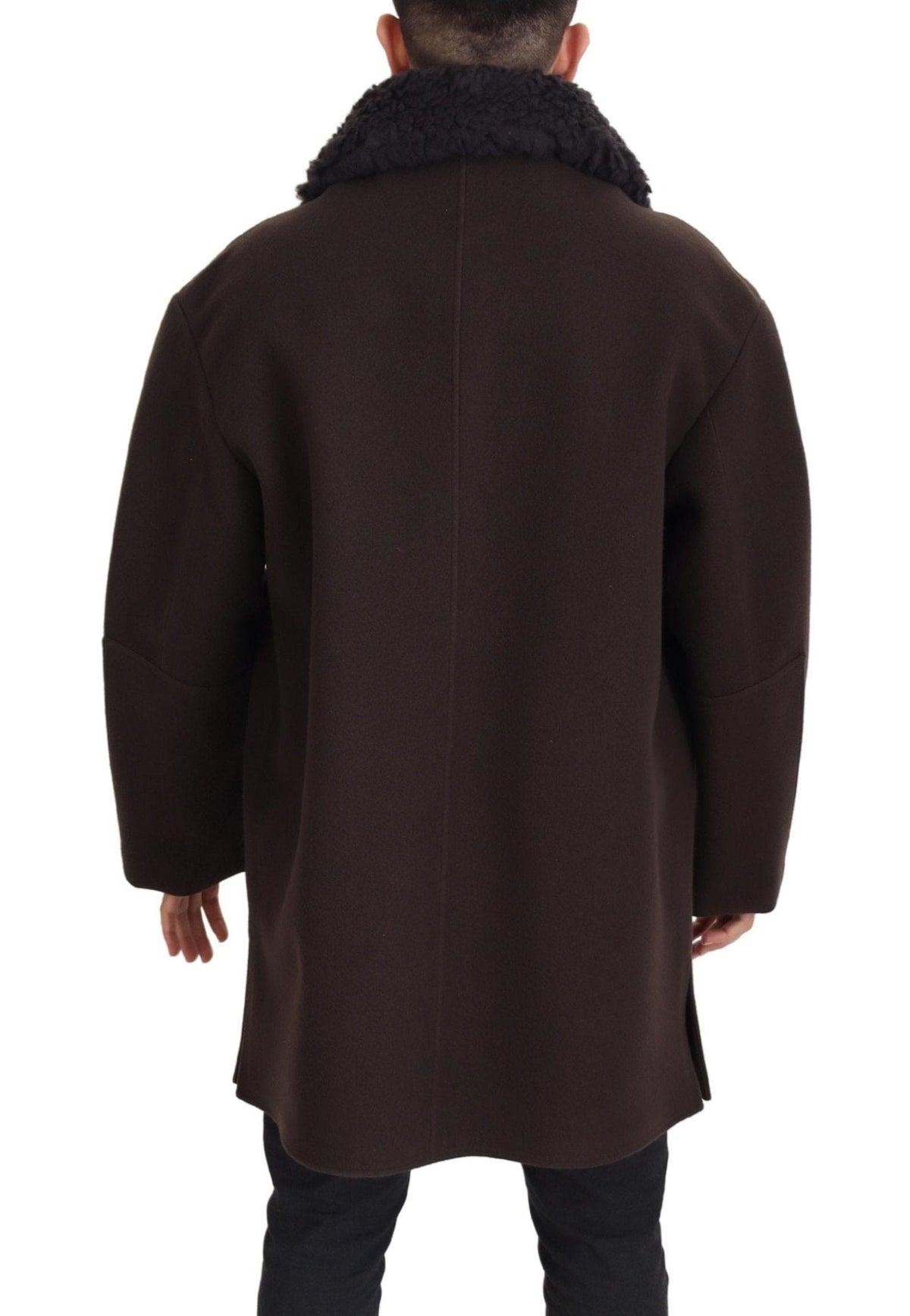 Dolce &amp; Gabbana - Veste élégante en peau de mouton marron foncé