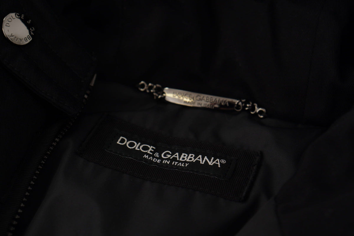 Parka d'hiver élégante à capuche noire Dolce &amp; Gabbana