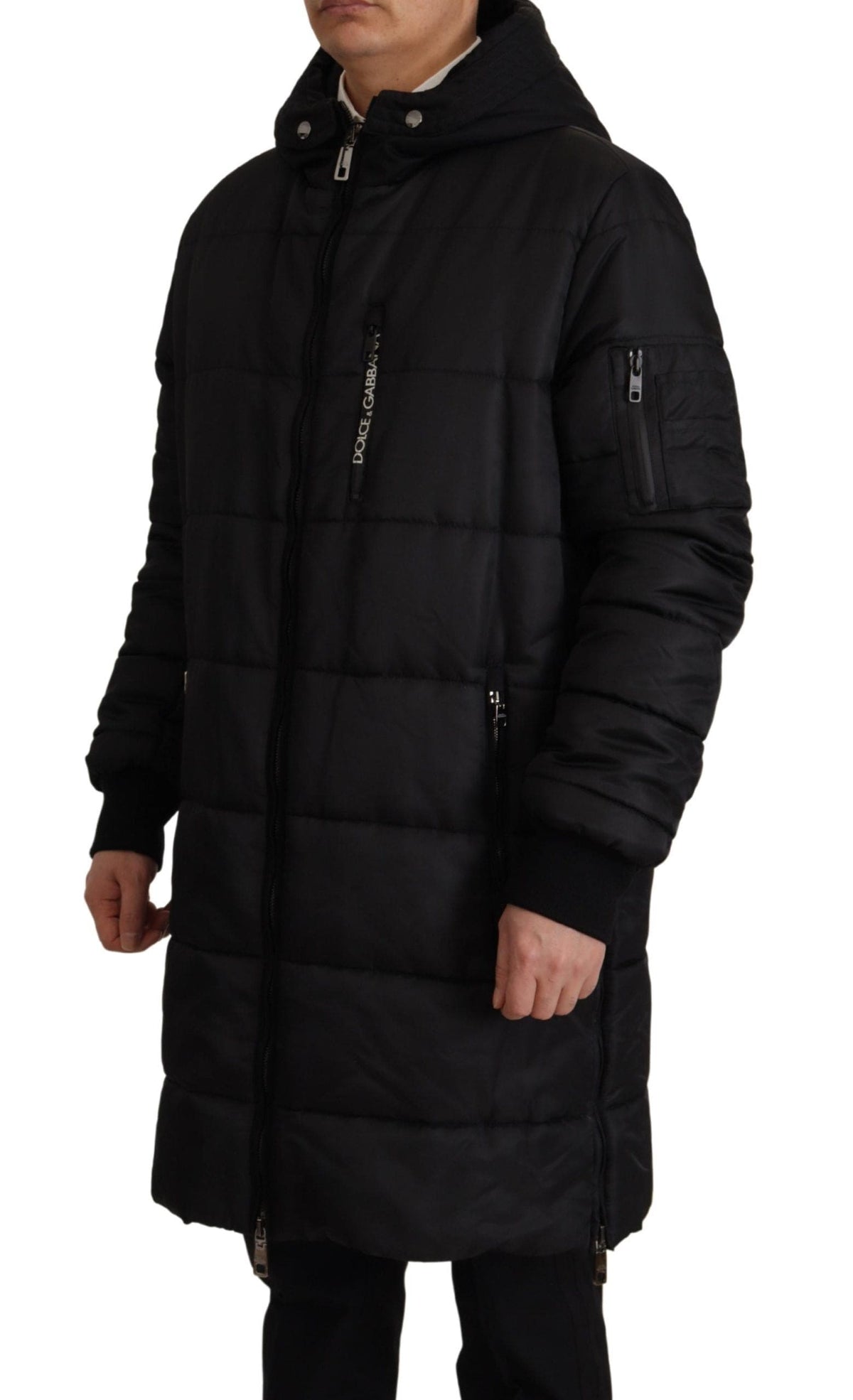 Parka d'hiver élégante à capuche noire Dolce &amp; Gabbana