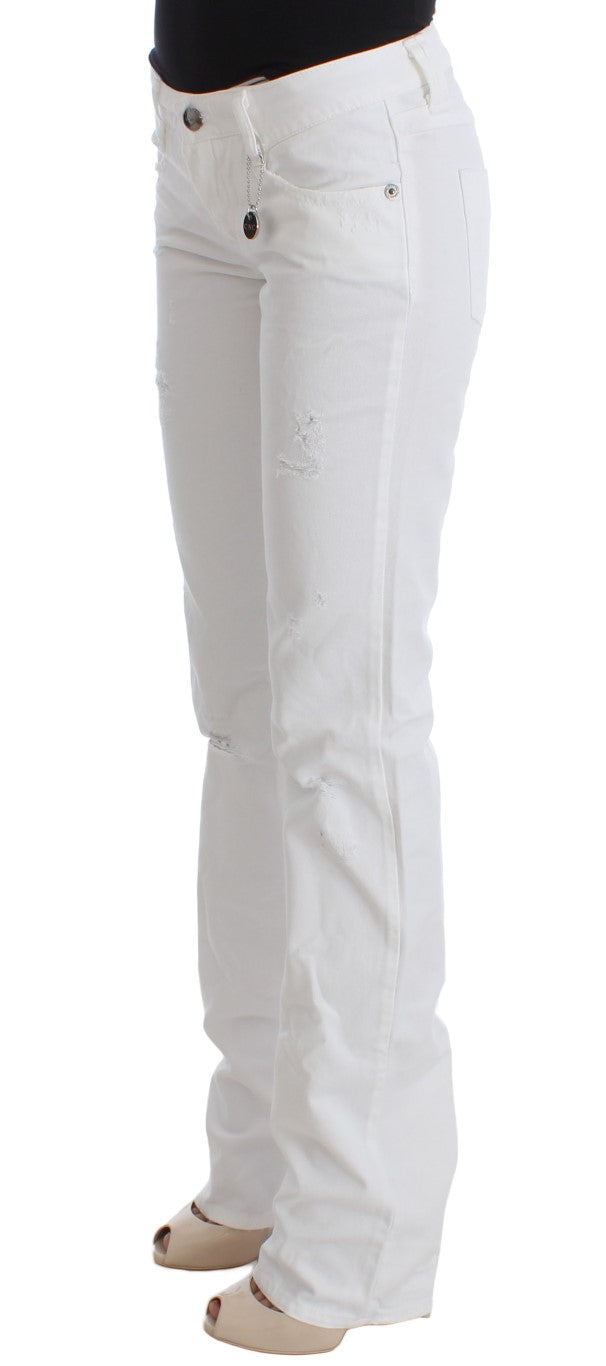 Costume National Chic Slim Fit Jeans Blanc en Coton