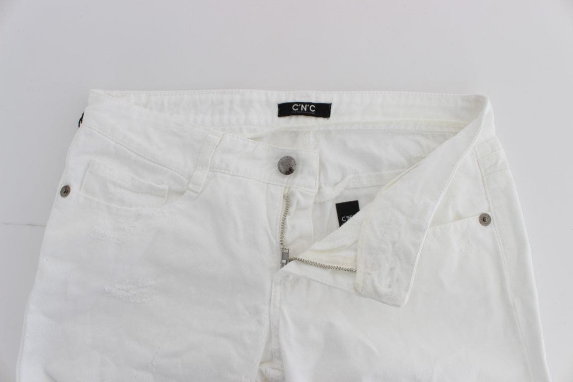 Costume National Chic Slim Fit Jeans Blanc en Coton