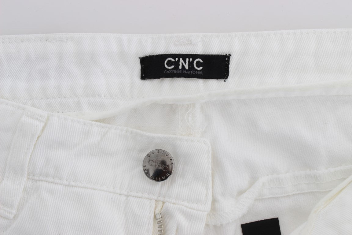 Costume National Chic Slim Fit Jeans Blanc en Coton