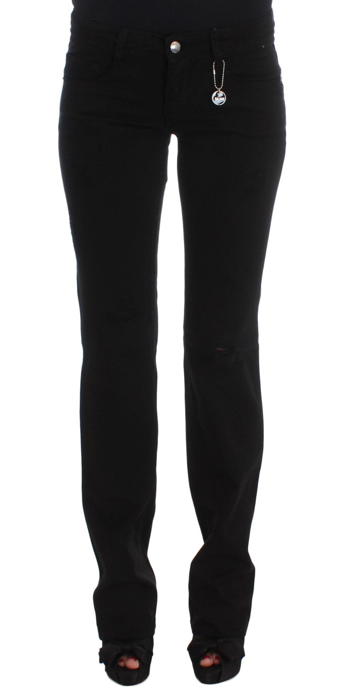 Costume National Chic Jean Slim Noir en Coton Zippé