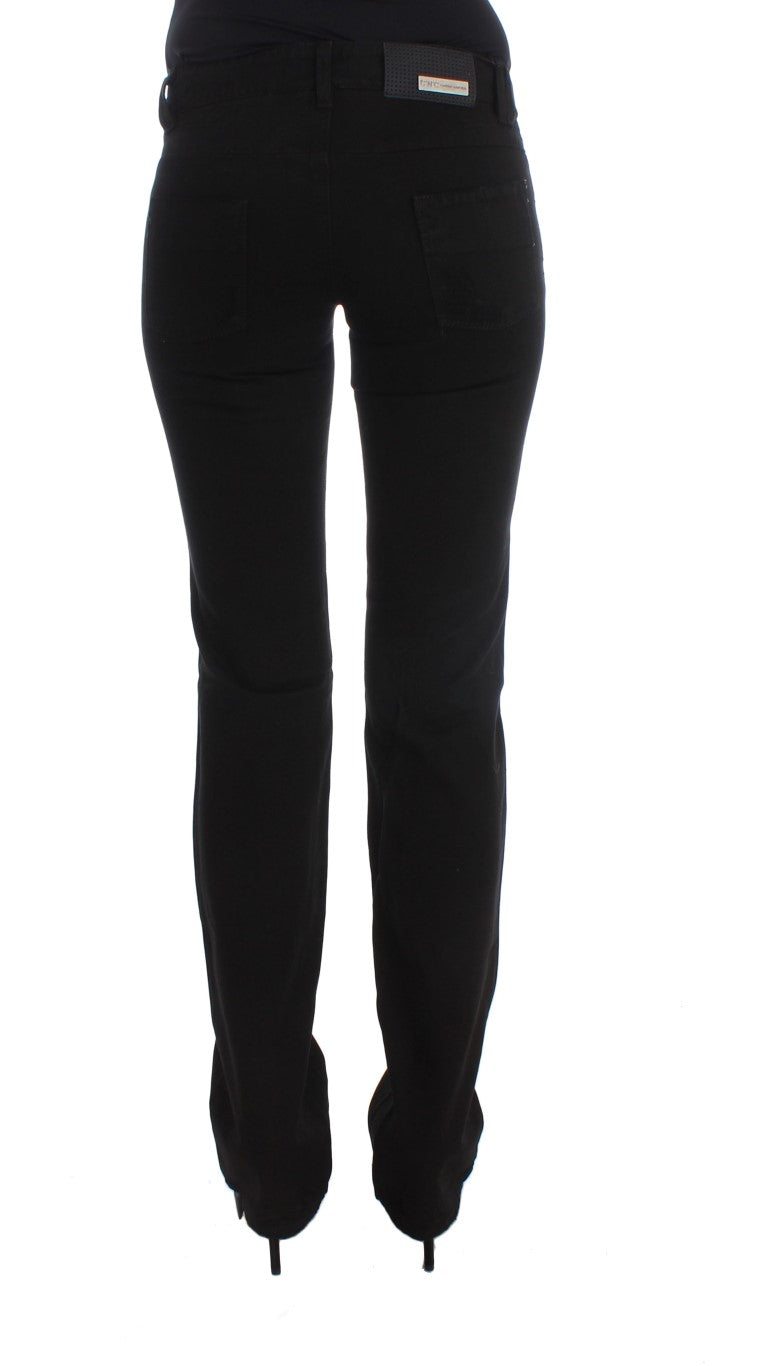 Costume National Chic Jean Slim Noir en Coton Zippé