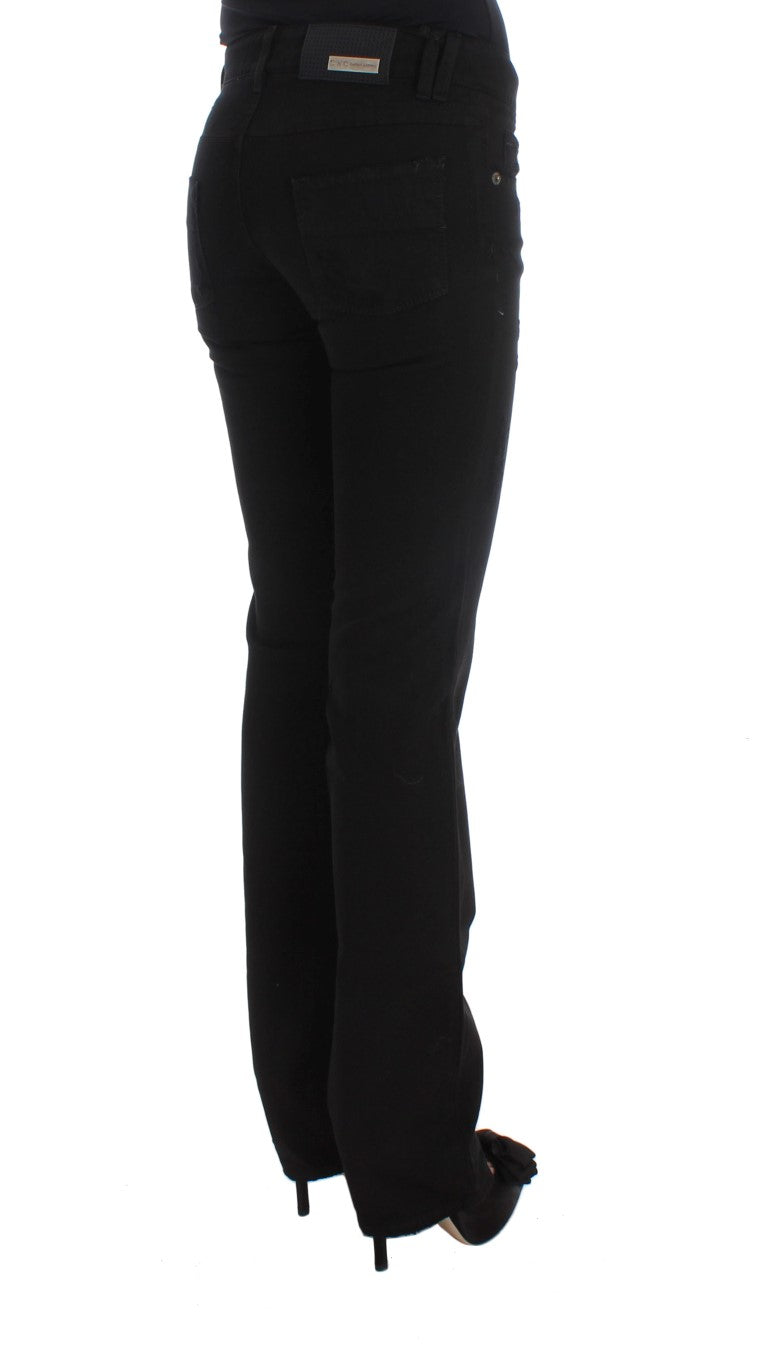 Costume National Chic Jean Slim Noir en Coton Zippé